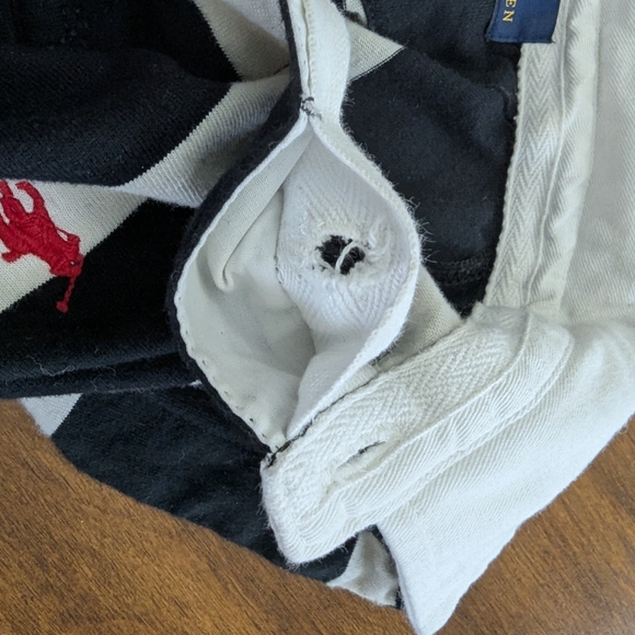 Polo Ralph Lauren Striped Rugby shirt Size women's M? black/white hooded - Picture 3 of 14